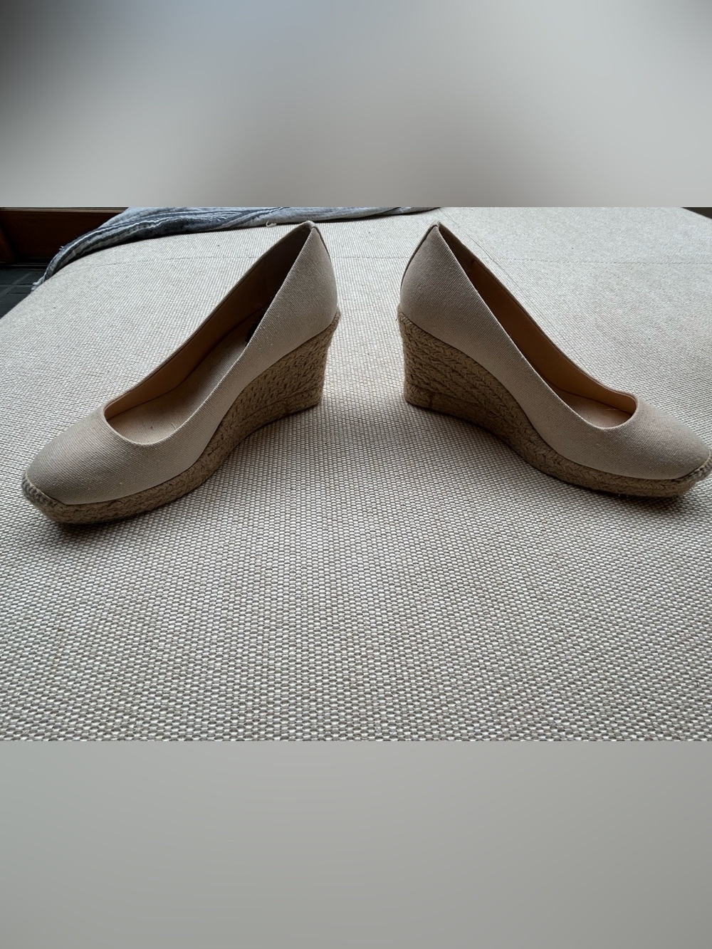 J. Crew Beige Canvas Espadrille Wedge Pumps